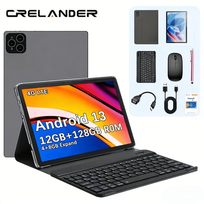 CRELANDER 4G LTE Tablet with Keyboard Mouse Stylus & Case – 12GB RAM, 512GB Storage, GPS, WiFi, Full Bundle 2-in-1 Tablet PC, Perfect Graduation & New Year Gift for Work Study Travel