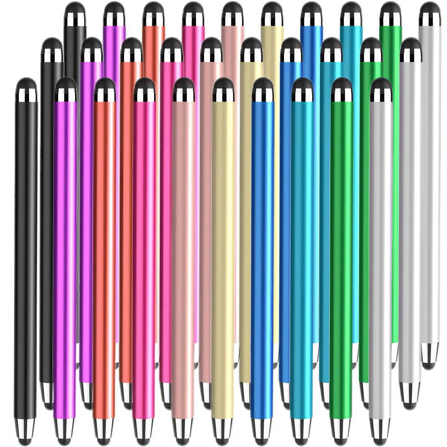 Stylus Pen 30 Pack Universal 2-in-1 Capacitive with 60 Replacement Tips for iPad iPhone Android Samsung Galaxy Tablets Laptops Chromebook All Touch Screens Bold Pastel Classic Combo Colors
