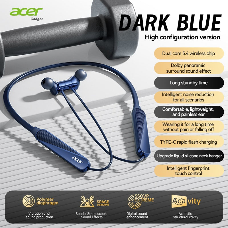 Acer Genuine HiFi TWS Earbuds Extra-Long Standby Deep Bass Low Latency Gaming Noise Reduction Touch Control Lightweight Sports Running In-Ear Comfortable