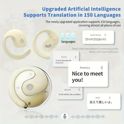 Stylish AI Translation Earbuds 150 Languages Wireless Delay-Free Music Real-Time Voice Translator Rechargeable Type-C Charging Case Multilingual Communication