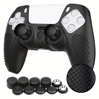 PS5 Controller Silicone Cover with 10 Thumb Grip Caps – Protective Case & Grip Accessories Set for PS5 DualSense Controller, Anti-Slip Skin Cover for PlayStation 5 Controller