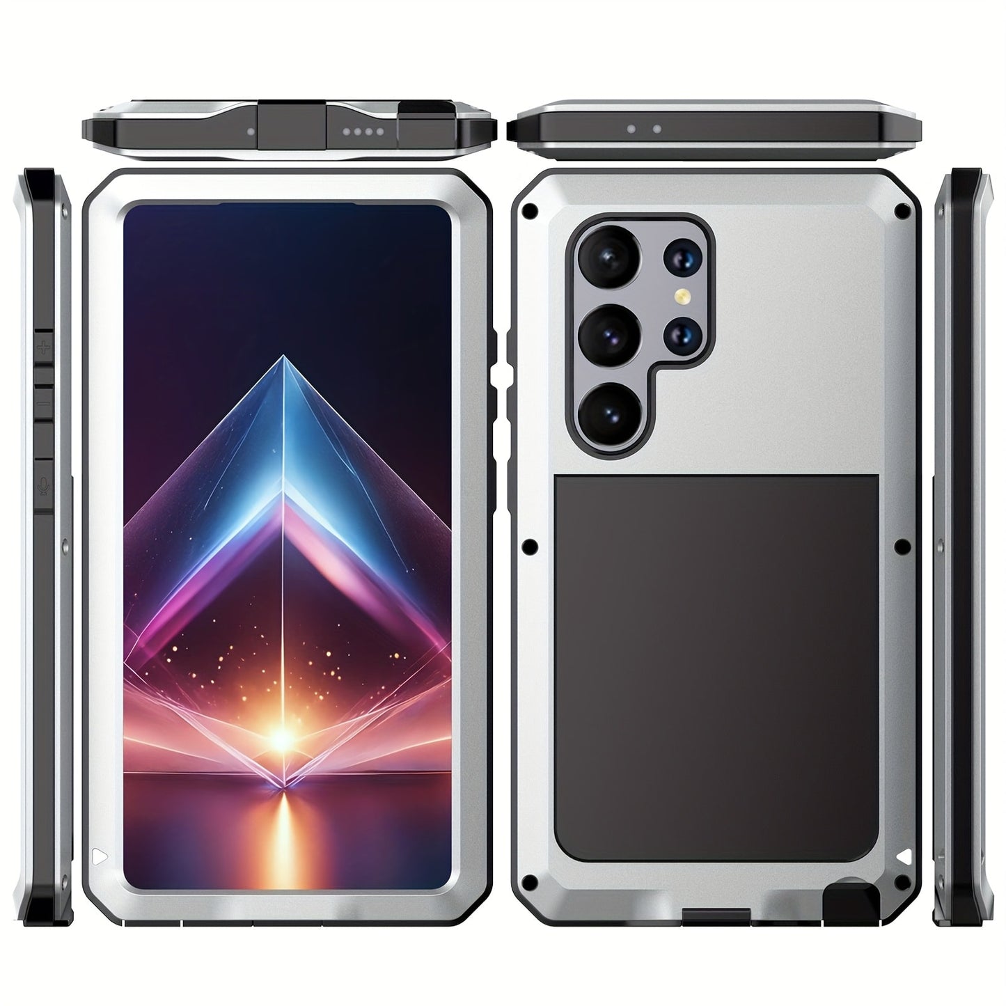 Heavy Duty Samsung Galaxy S24 Ultra Case Rugged Metal with Built-In Glass Screen Protector – Military-Grade Shockproof Dustproof Drop Protection Hard Cover, Compatible with Galaxy S23 Ultra S-Pen