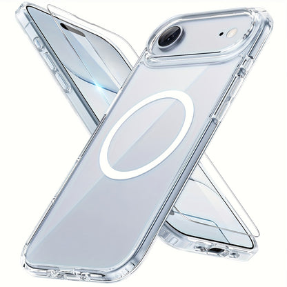 MagSafe iPhone Case with Screen Protector & Camera Lens Protector – N52 Super Magnet Shockproof Clear TPU PC Cover, Anti-Yellow, 3-in-1 Bundle for iPhone 16 16 Plus 16 Pro 16 Pro Max 15 14 13 11